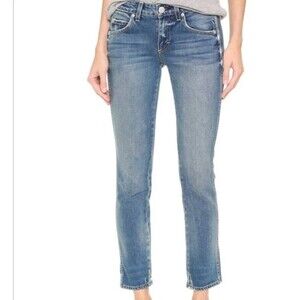 AMO Jeans Size 25 Bow Girl Crush Ankle Zipper Made in USA Blue Color